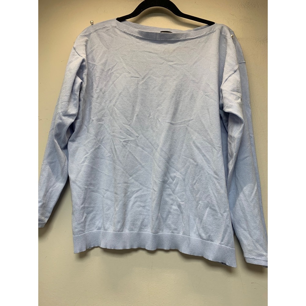 Talbots Sweater Women L Light Blue Excellent Pearl Shoulder Boatneck‎ Viscose